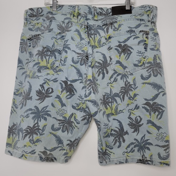 Arturo Calle Men's Cotton 42 Palm Tree Bermuda Denim Jean Shorts Tropical Grunge - Picture 2 of 10